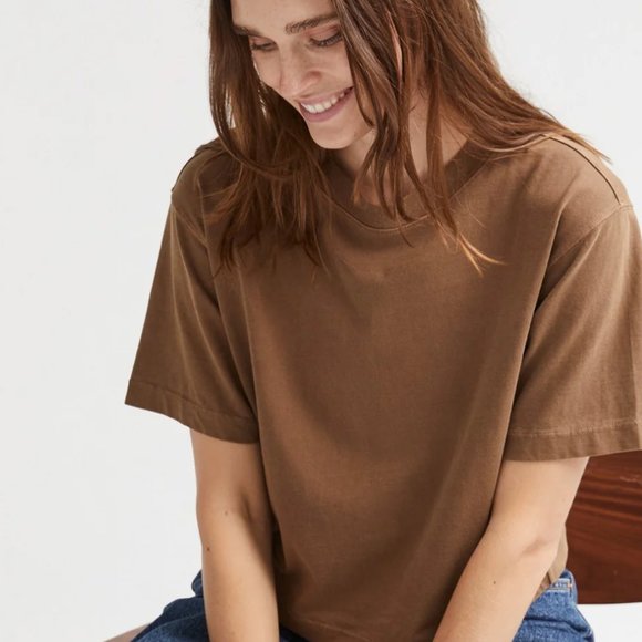 Women's Relaxed Crop Tee in Morning Roast - Picture 3 of 5